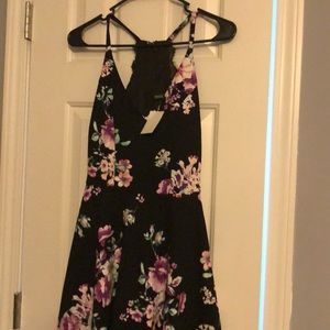 Black floral party dress